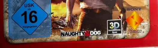 Uncharted 3: Drake's Deception, the USK square on its front