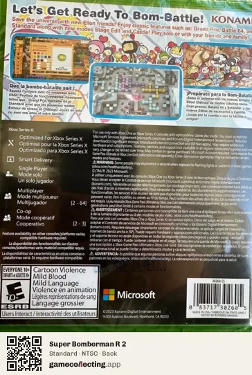 Super Bomberman R 2 Xbox Series X, NTSC box back