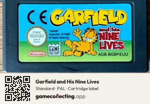 Garfield and His Nine Lives Game Boy Advance, PAL cartridge label