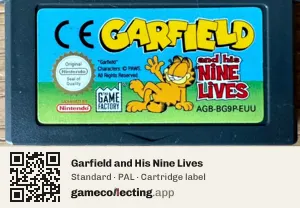 Garfield and His Nine Lives Game Boy Advance, PAL cartridge label