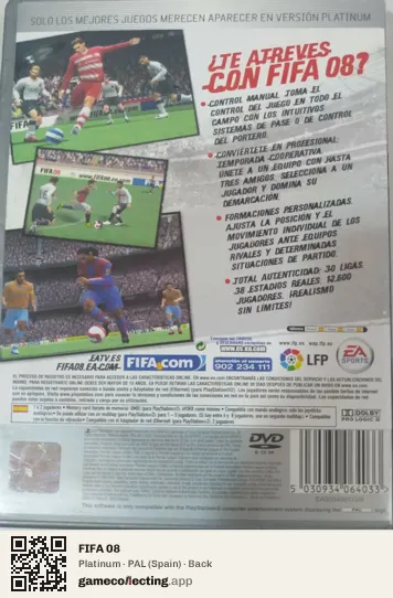 FIFA 08 PlayStation 2, Spain box back