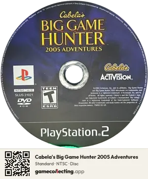 Cabela's Big Game Hunter 2005 Adventures PlayStation 2, NTSC disc
