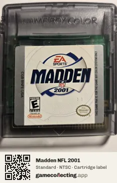 Madden NFL 2001 Game Boy Color, NTSC cartridge label