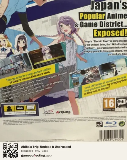 Akiba's Trip: Undead & Undressed PlayStation 3, PAL box back