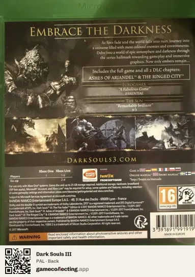 Dark Souls III Xbox One, PAL box back