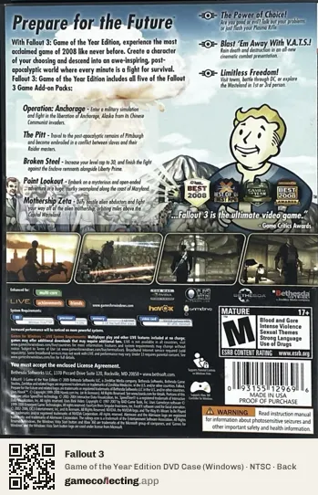 Fallout 3 Computer, NTSC box back