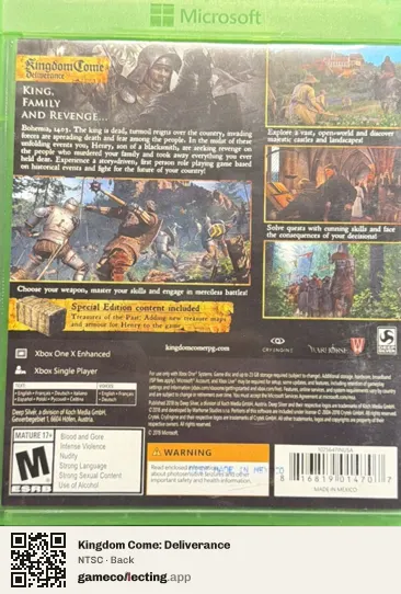 Kingdom Come: Deliverance Xbox One, NTSC box back