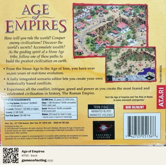 Age of Empires Computer, NTSC box back