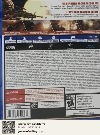 Insurgency: Sandstorm PlayStation 4, NTSC box back