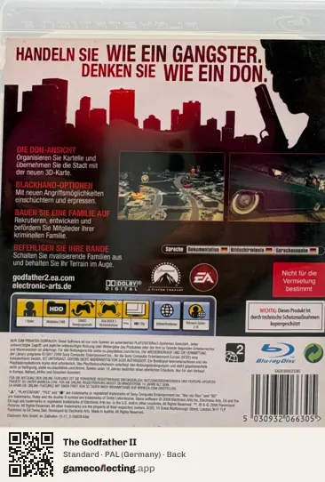 The Godfather II PlayStation 3, Germany box back