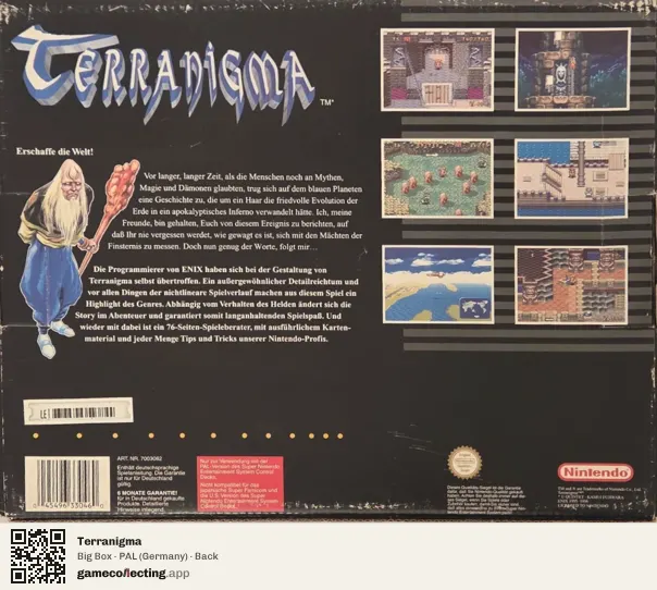 Terranigma Super Nintendo Entertainment System, Germany box back