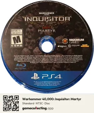 Warhammer 40,000: Inquisitor: Martyr PlayStation 4, NTSC disc