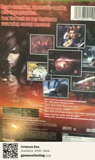 Crimson Sea Xbox, NTSC box back