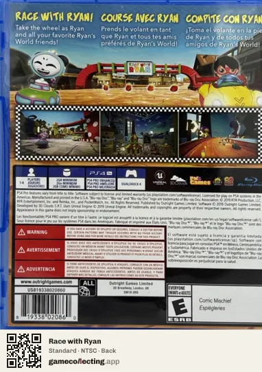 Race with Ryan PlayStation 4, NTSC box back