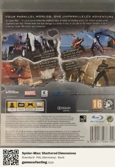 Spider-Man: Shattered Dimensions PlayStation 3, Germany box back