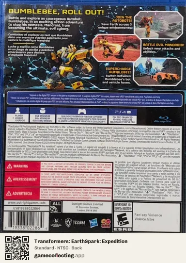 Transformers: EarthSpark: Expedition PlayStation 4, NTSC box back