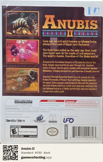 Anubis II Nintendo Wii, NTSC box back