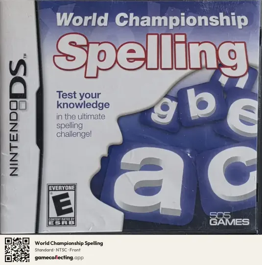World Championship Spelling Nintendo DS, NTSC box front