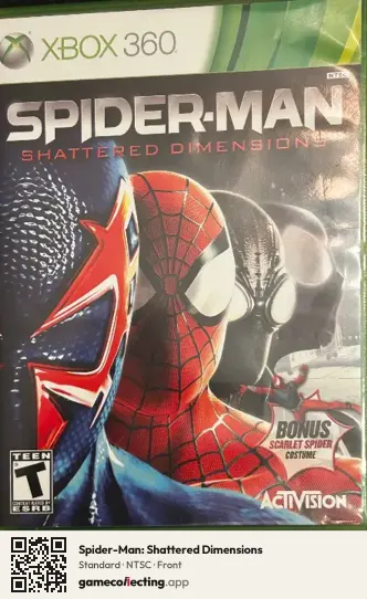 Spider-Man: Shattered Dimensions Xbox 360, NTSC box front