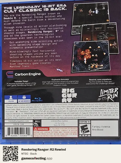 Rendering Ranger: R2 Rewind PlayStation 4, NTSC box back