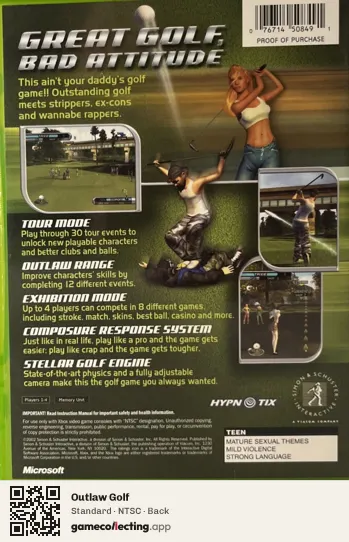 Outlaw Golf Xbox, NTSC box back
