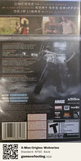 X-Men Origins: Wolverine PlayStation Portable, NTSC box back