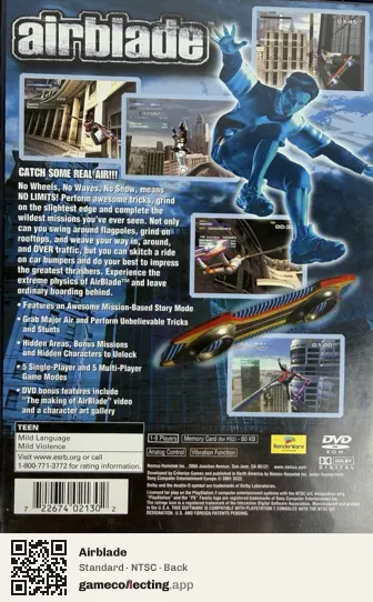 Airblade PlayStation 2, NTSC box back