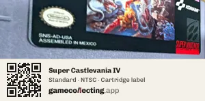 Super Castlevania IV Super Nintendo Entertainment System, NTSC cartridge label