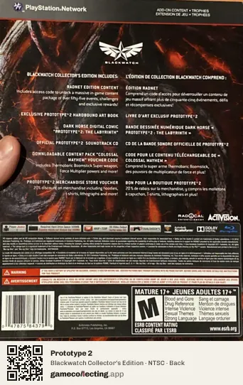 Prototype 2 PlayStation 3, NTSC box back