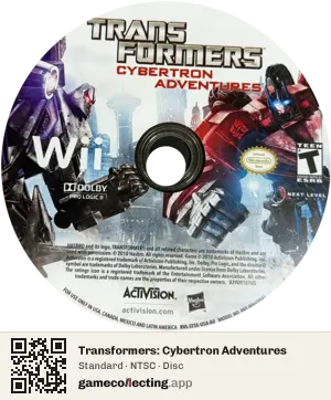Transformers: Cybertron Adventures Nintendo Wii, NTSC disc