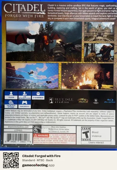 Citadel: Forged with Fire PlayStation 4, NTSC box back