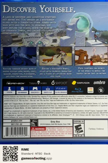 RiME PlayStation 4, NTSC box back