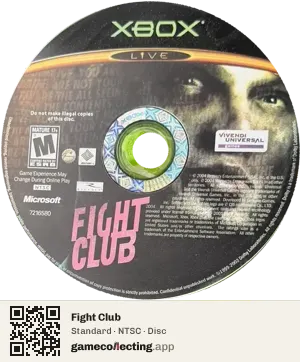 Fight Club Xbox, NTSC disc