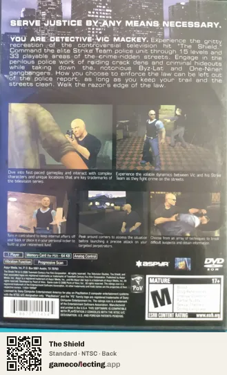 The Shield PlayStation 2, NTSC box back