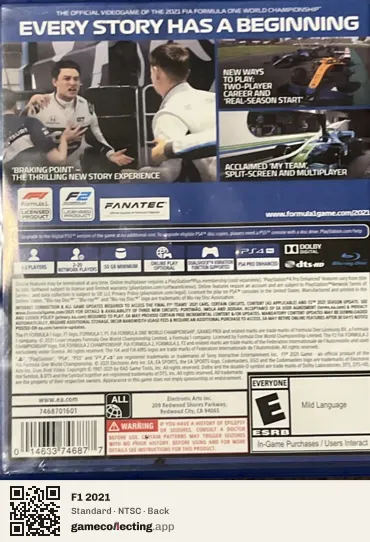 F1 2021 PlayStation 4, NTSC box back