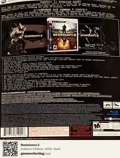 Resistance 2 PlayStation 3, NTSC box back