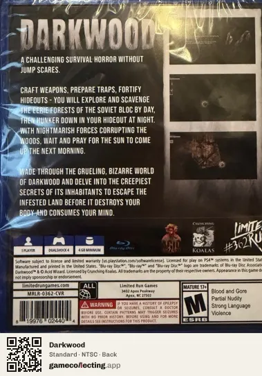 Darkwood PlayStation 4, NTSC box back