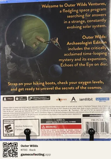 Outer Wilds PlayStation 5, NTSC box back