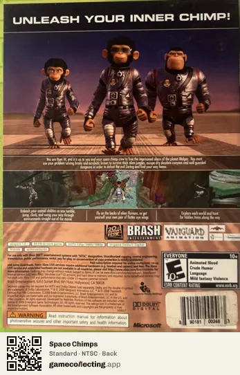 Space Chimps Xbox 360, NTSC box back