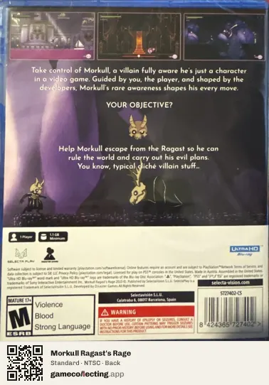 Morkull Ragast's Rage PlayStation 5, NTSC box back