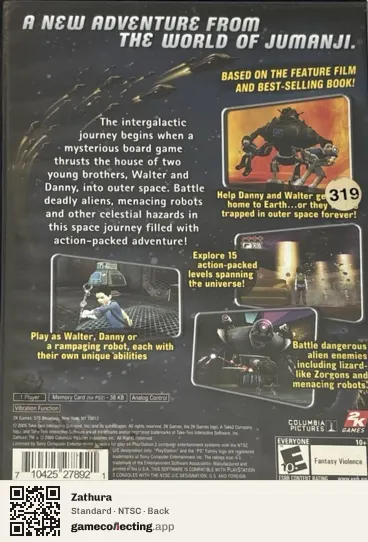Zathura PlayStation 2, NTSC box back