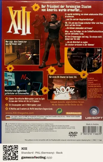 XIII PlayStation 2, Germany box back