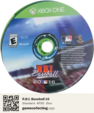 R.B.I. Baseball 16 Xbox One, NTSC disc
