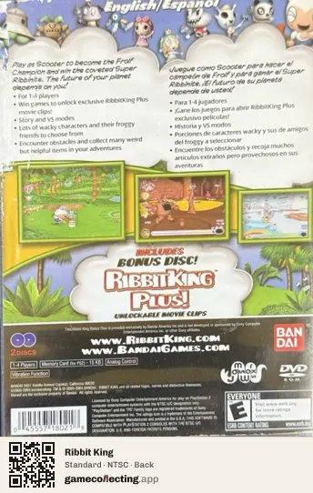 Ribbit King PlayStation 2, NTSC box back