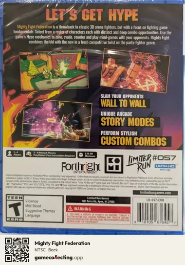 Mighty Fight Federation PlayStation 5, NTSC box back