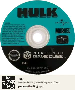 Hulk Nintendo GameCube, PAL disc