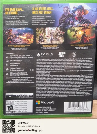 Evil West Xbox Series X, NTSC box back