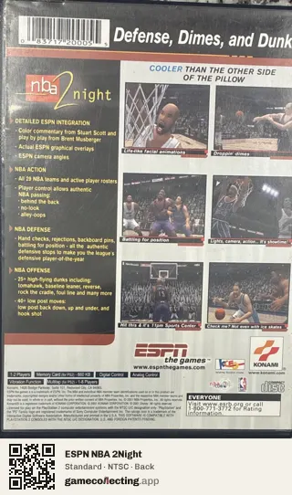 ESPN NBA 2Night PlayStation 2, NTSC box back