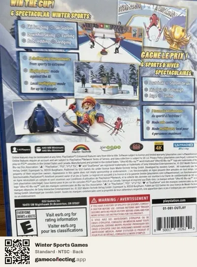 Winter Sports Games PlayStation 5, NTSC box back
