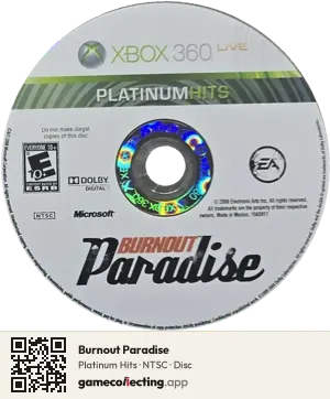 Burnout Paradise Xbox 360, NTSC disc
